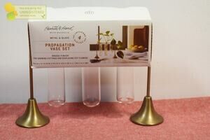 Hearth & Hand with Magnolia Brass and Glass Plant Propagation Vase Set